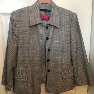 Perry Ellis Windowpane gray skirt suit (2 piece).